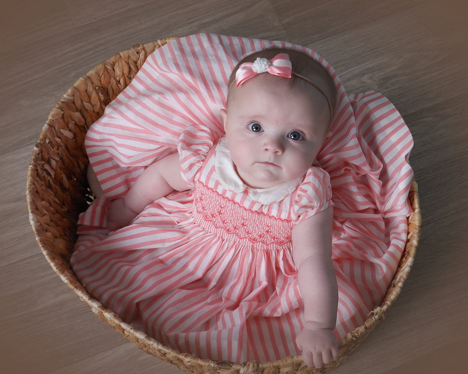 Image Title Charlotte sy Dimby classic timeless traditional smocked dresses for babies and girls handmade French style children clothing paris boutique first baby girl photo shoot heirloom dress