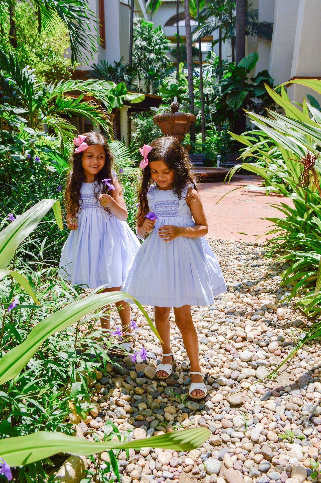 Image Title Charlotte sy Dimby classic timeless traditional smocked dresses for babies and girls handmade French style children clothing paris boutique light blue ruffle summer dress matching sisters twins illinois