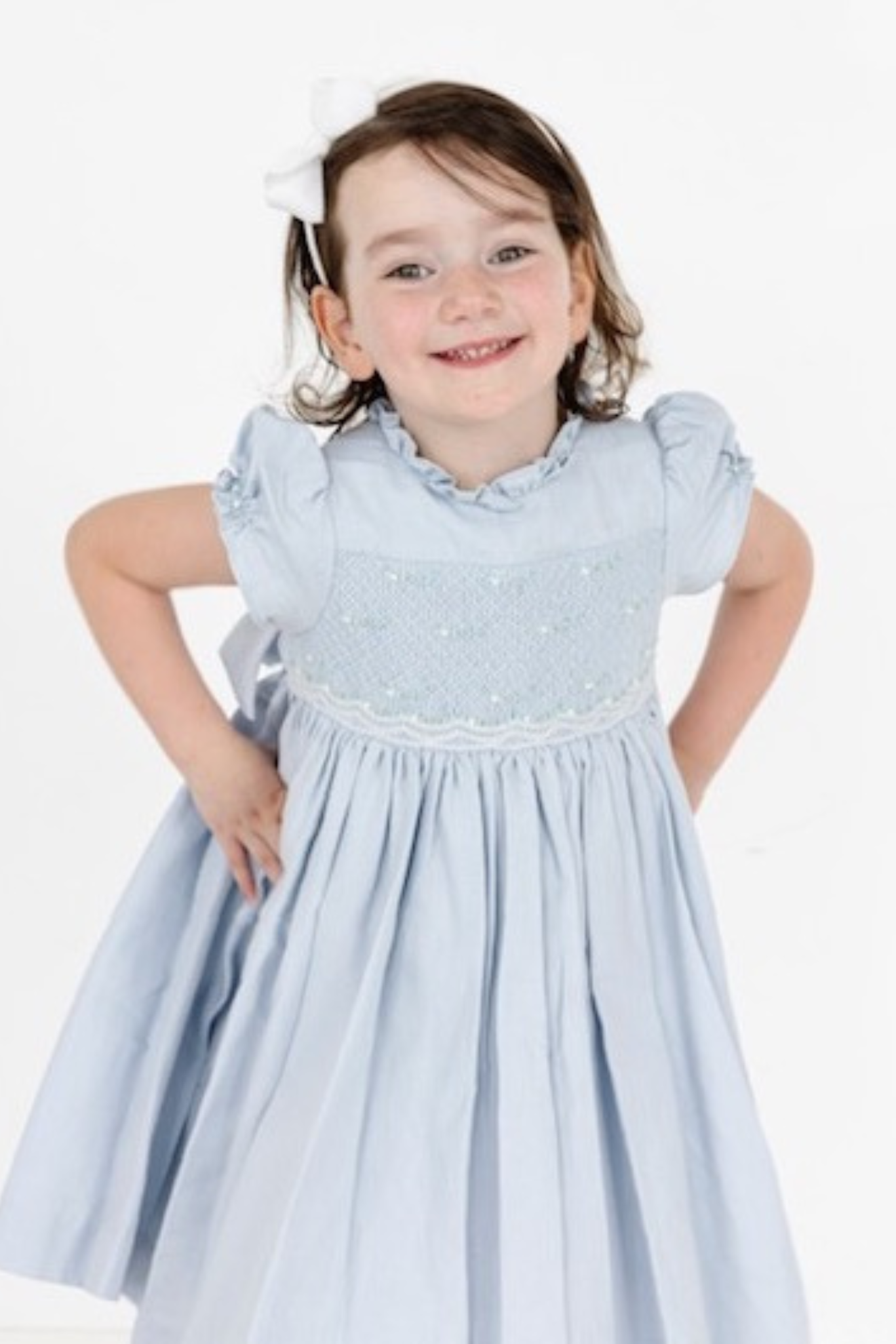 Image Title Charlotte sy Dimby classic timeless traditional smocked dresses for babies and girls handmade French style children clothing paris boutique texas pastel blue heirloom dress