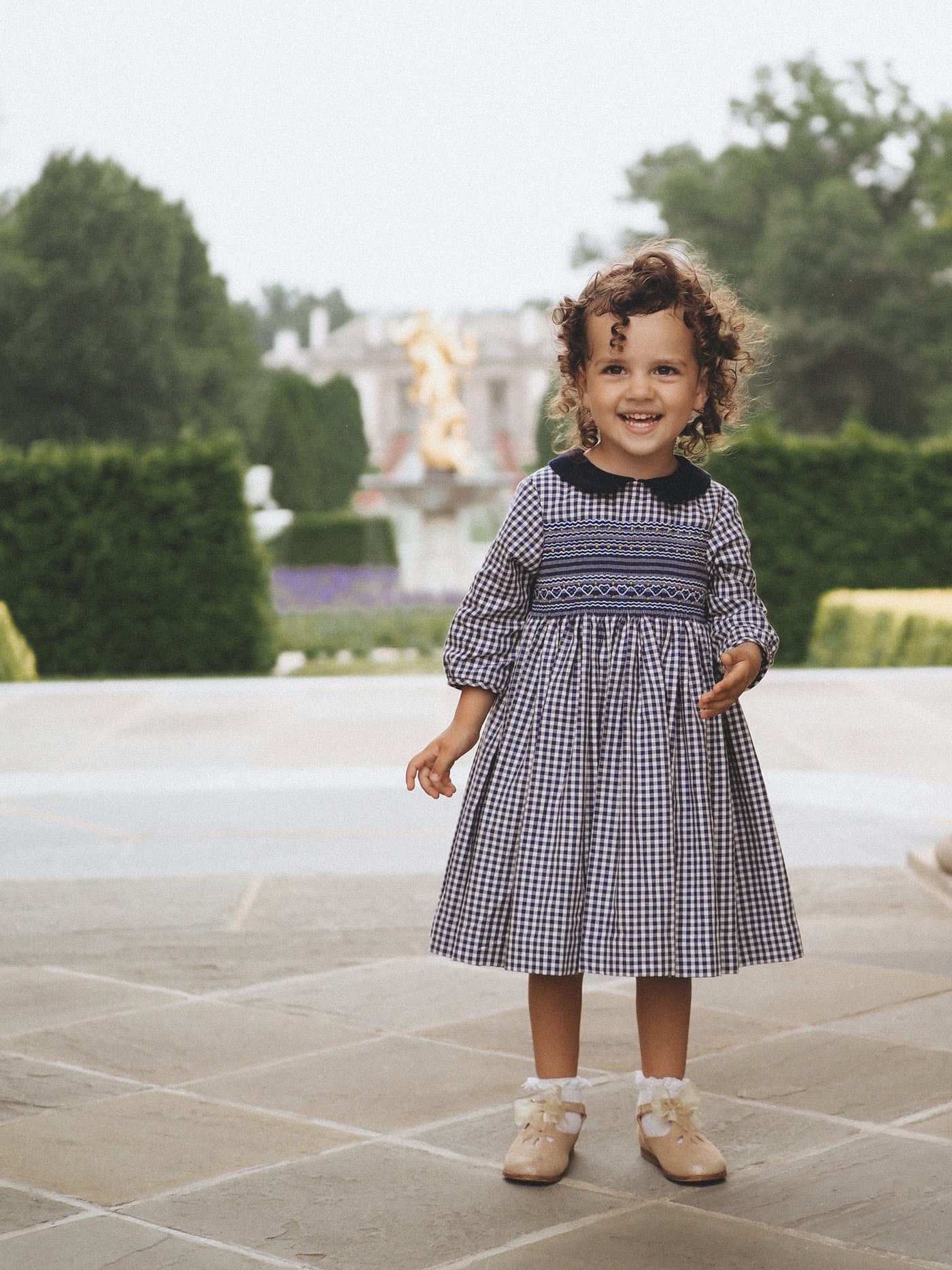 Fall outfit smocked dress and shoes